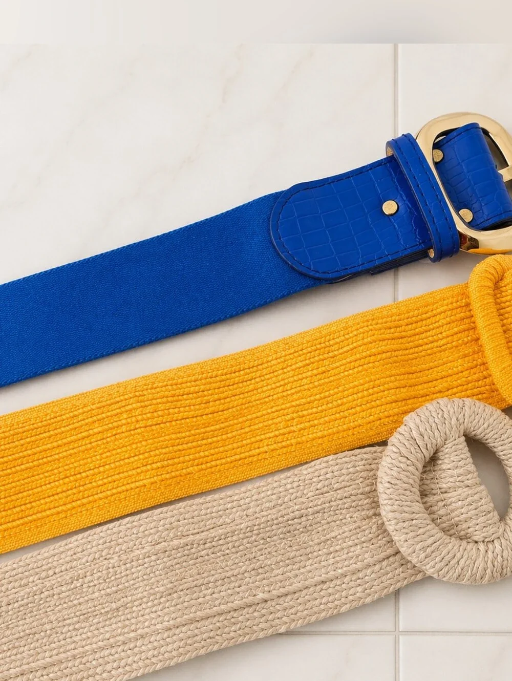 Retro Y2K Woven Belt Set of 3 Colour Pop Statement Buckle Belts
